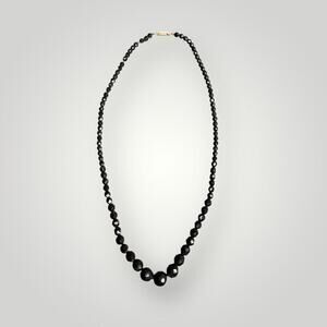 Hobe Faceted Black Glass Beaded Necklace 1970-s 22 inch